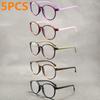 5PCS Round Non-Prescription Reading Glasses - Cute Full Rim PC Frame with Clear Polycarbonate Lenses