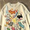 Y2K Clothing Fun and Cute Cat Print T-Shirt Sweet Aesthetic Anime Women's Loose Summer Trend