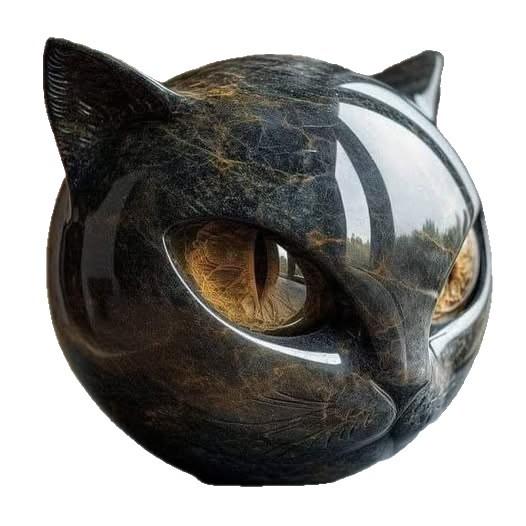 

1Pcs Luxurious Black Cat Stone Resin Sculpture - Elegant Volcanic Rock Effect Statue with Intricate Marble-Patternet Gift for Cat Lovers