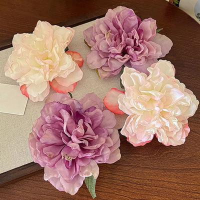 Women Hairpin Artificial Peony Flower Decor Anti-slip Teeth Hair Pin Large Size Holiday Hair Clip Hair Accessories