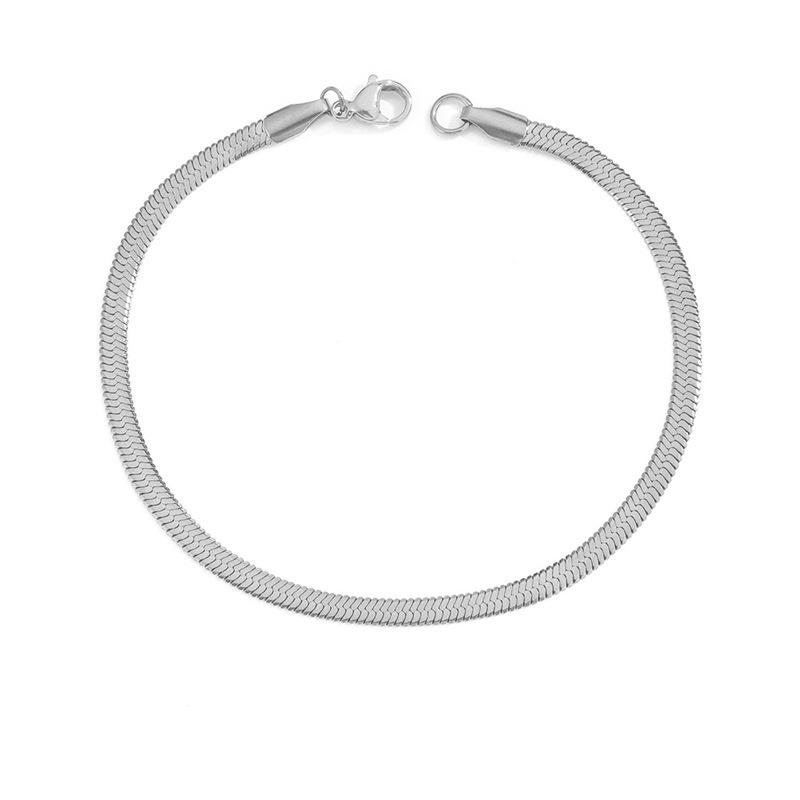 eManco Women's Stainless Steel Snake Chain Bracelet - Thin, Versatile, Flat Style, Perfect for Couples