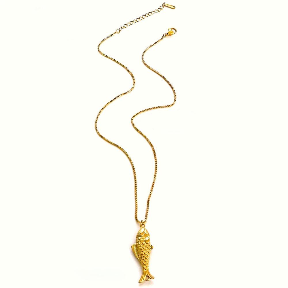 Stainless Steel Mini Fish Necklace Gold Ocean Style Beach Chain Choker  Sea Beach