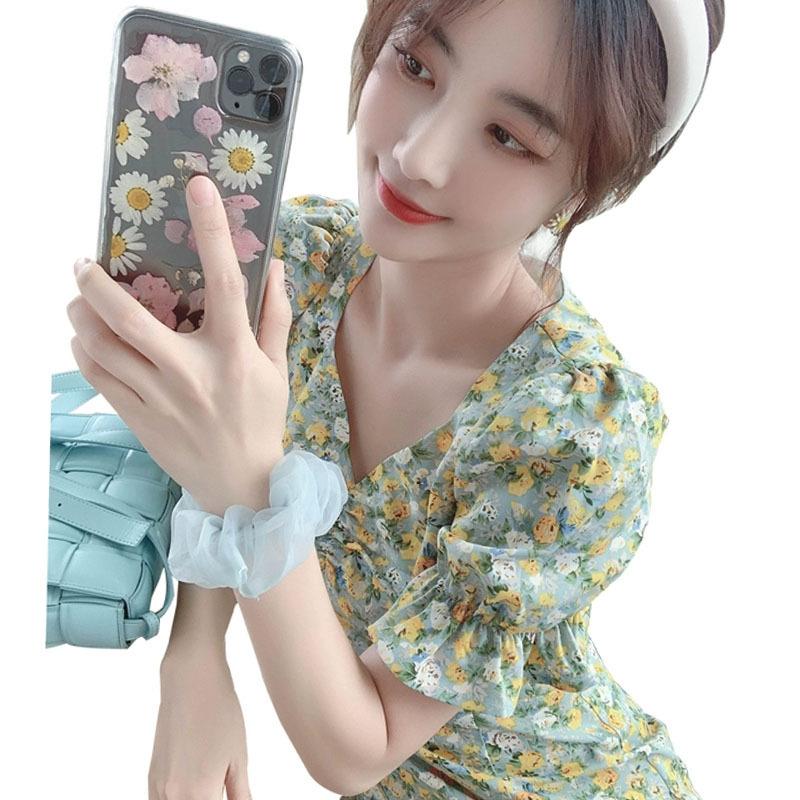 Chiffon small daisy floral dress Platycodon French small skirt women's summer dress new women's court style