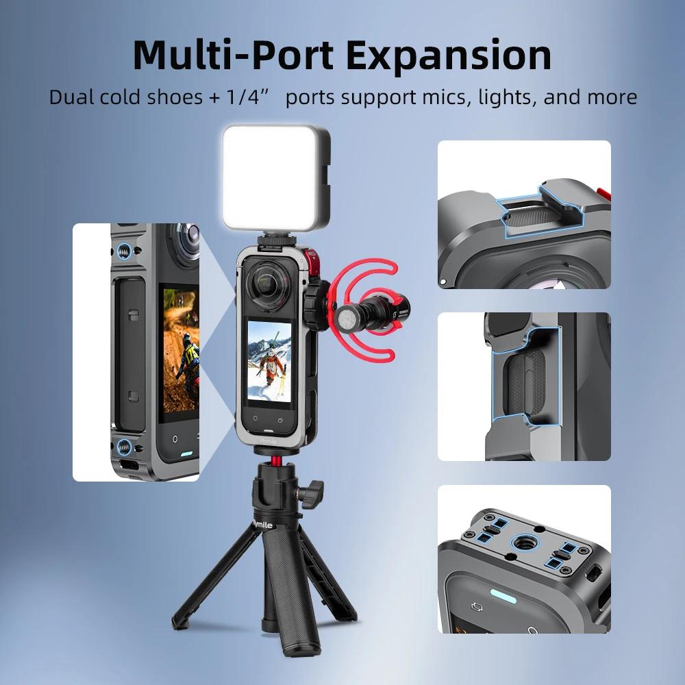 For Insta360 X5 Metal Rabbit Cage Protection Frame Panoramic Sports Camera Expansion Frame Accessories