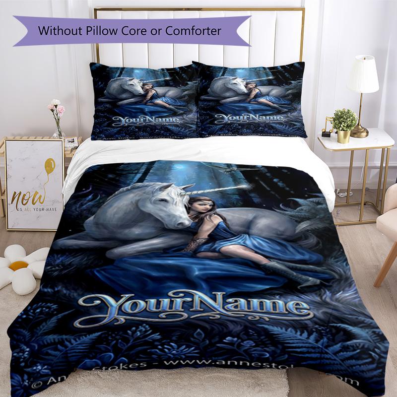 Gothic Illustrations Customize Your Name Bedding Set Breathable Duvet Cover with Pillowcases Home Decoration Birthday Gift