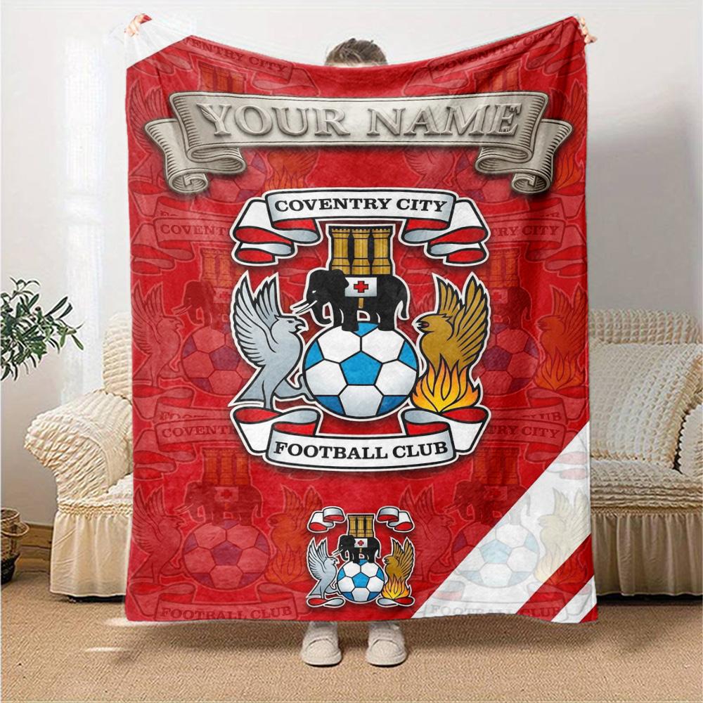 Name Custom Coventry City Print Flannel Blanket High Quality Warm Comfortable Cover for All Seasons Perfect for Gifts Home Decor
