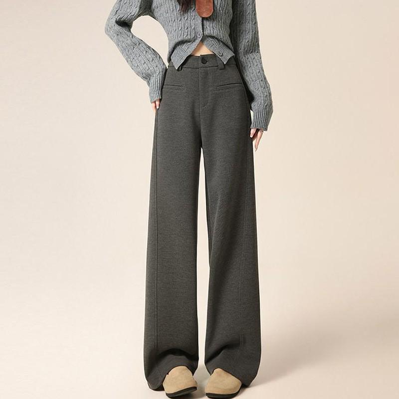 

Premium Wool Narrow Straight-Leg Pants for Women - Autumn/Winter 2025 Pear-Shaped Casual Suit Pants 28/L (105-115 lbs)