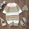Winter Baby Rompers Clothes Warm Knit Striped Romper Boys Girls Jumpsuits Fall One Pieces Autumn Infant Unisex Playsuits