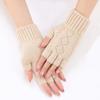 New Autumn and Winter Women's Knitted Woolen Warm Wrist Guard with A Diamond Shaped Hollowed Out Finger Arm Cover and A Fashionable Fingerless Sleeve