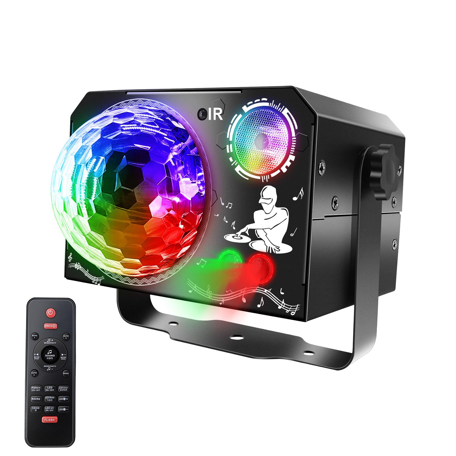 

4-в-1 Праздничные огни Диско-шар Освещение для диджеев Диско Освещение сцены Стробоскопы со звуковым управлением Рождественская свадьба Домашний декор USB