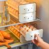 Space Saving Double Layer Egg Drawer Transparent Lengthen Independent Slot Egg Holder Storage Container for Refrigerator