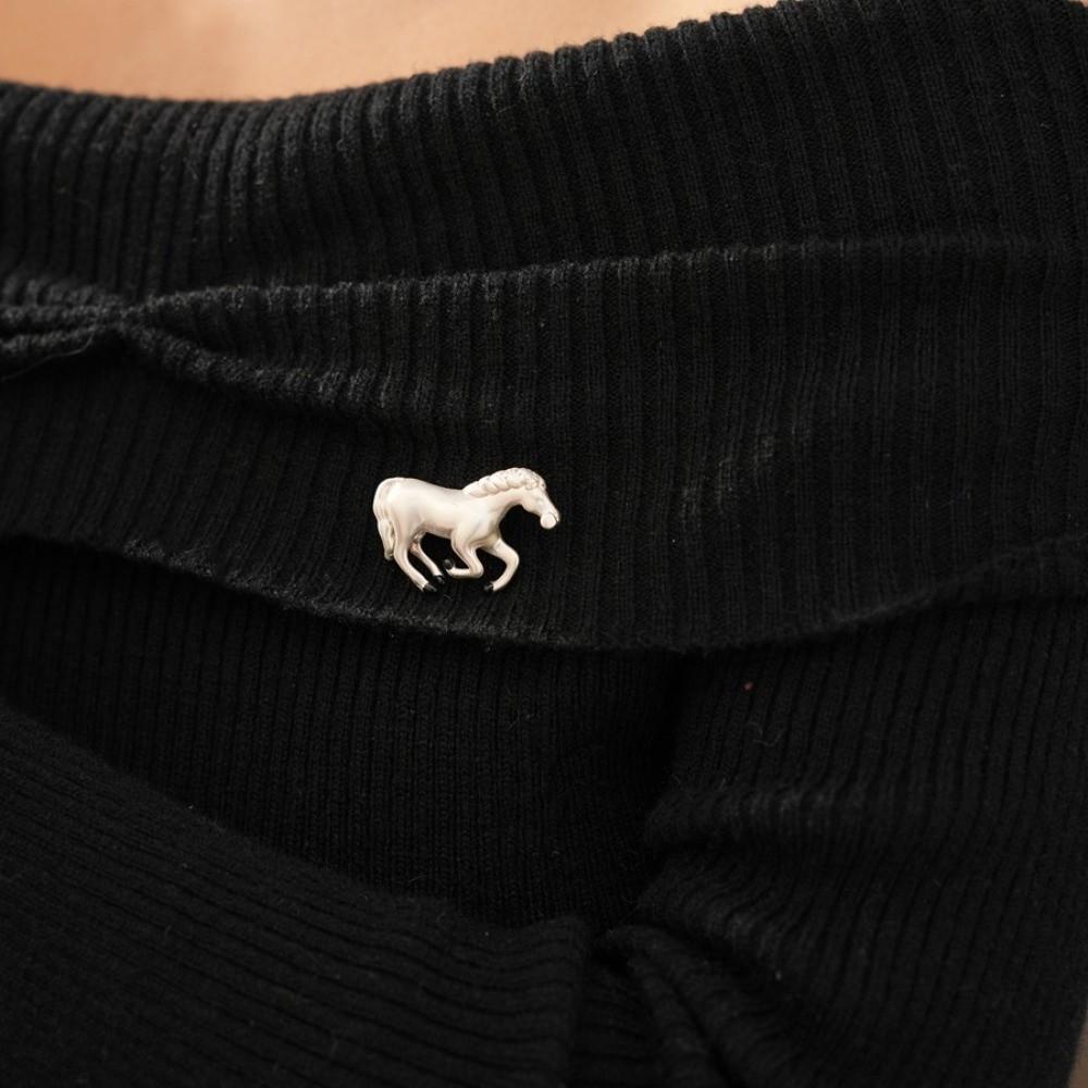 Metal Copper Metal Horse Brooch Vintage Animal Lapel Pins Luxury Zodiac Pony Pin  Suit Accessories