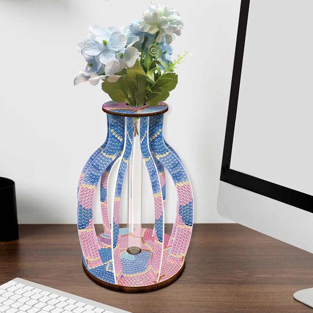 Diamond Painting Flower Vase 5D DIY Diamond,Embroidery,Cross Stitch Tabletop Vase Wood Diamond Painting Art Kits Table Decor