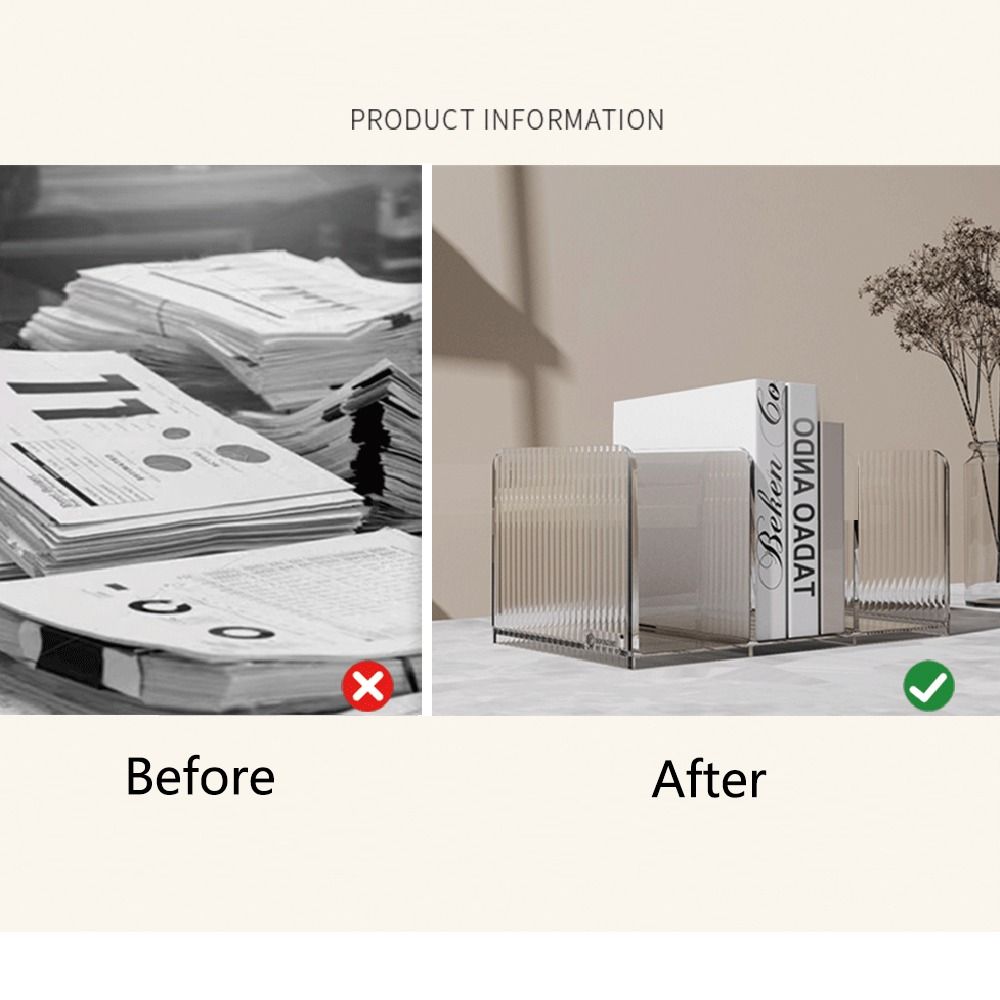 Three-Compartment Documents Stand Non-Slip Book Holder Practical Book Storage Rack  Table