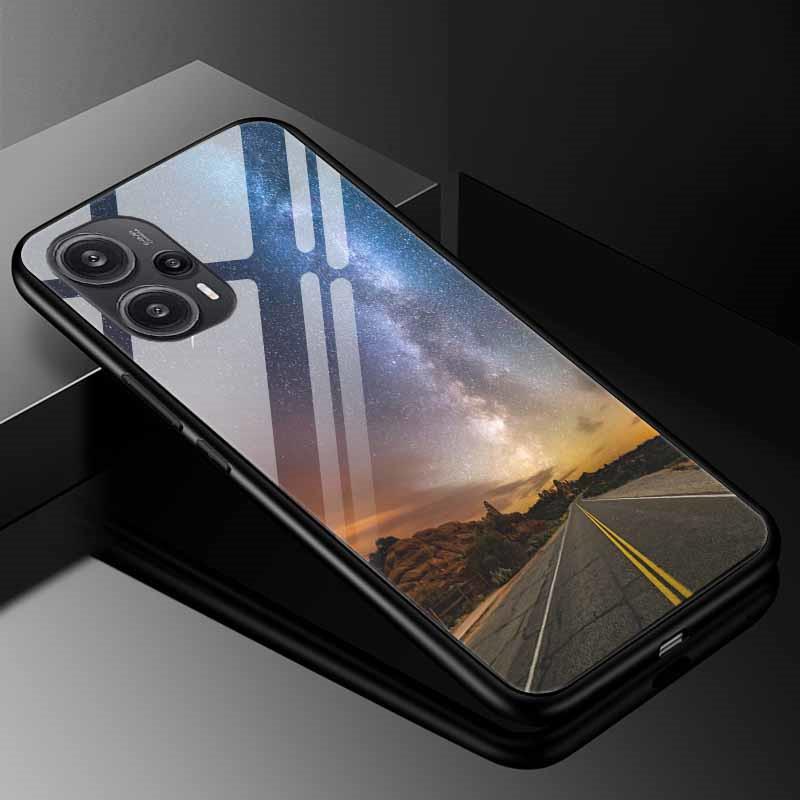 Tempered Glass Phone Case For Xiaomi Poco F5 5G F5Pro Cover Poco F5 Pro Redmi Note 12S 12C 12 4G Luxury Hard Back Bumper PocoF5