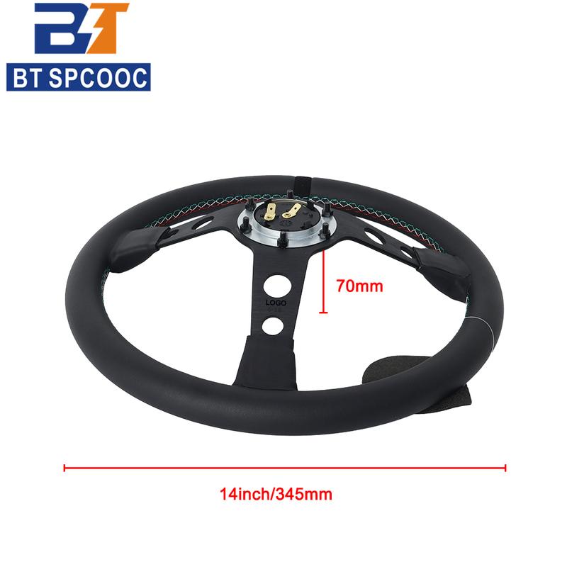 MO 60th anniversary genuine leather steering wheel 14 inch concave racing universal cone steering wheel