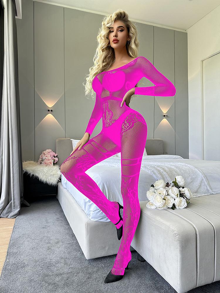 Sex Underwear Mesh Sexy Fishnet onesie Pajamas Long Sleeve Halter Tights