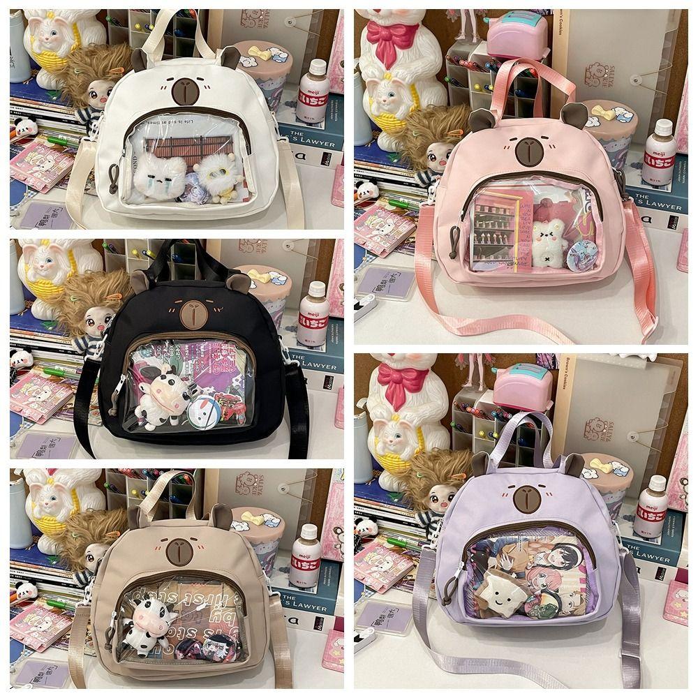Large Capacity Capybara Shoulder Bag Harajuku Canvas Tote Bag Lovely Transparent Itabag  Shopping