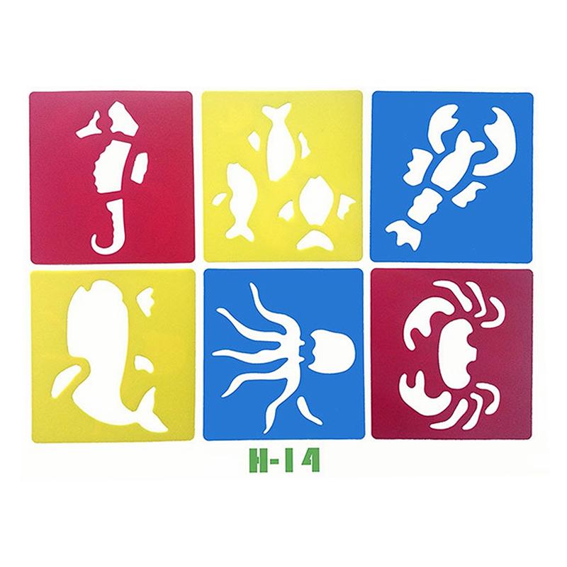 6PCS Hollow Out Painting Template Washable Reusable Plastic Graffiti Ruler DIY Paint Tool Creative Craft Drawing Accessories ZYF