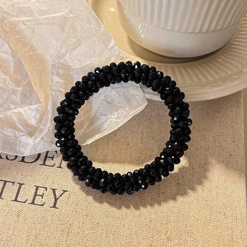 1pc Sparkling Crystal Elastic Hair Ties for Women Handmade Rhinestone Ponytail Holders for Everyday Stylish Hair Beads Ropes