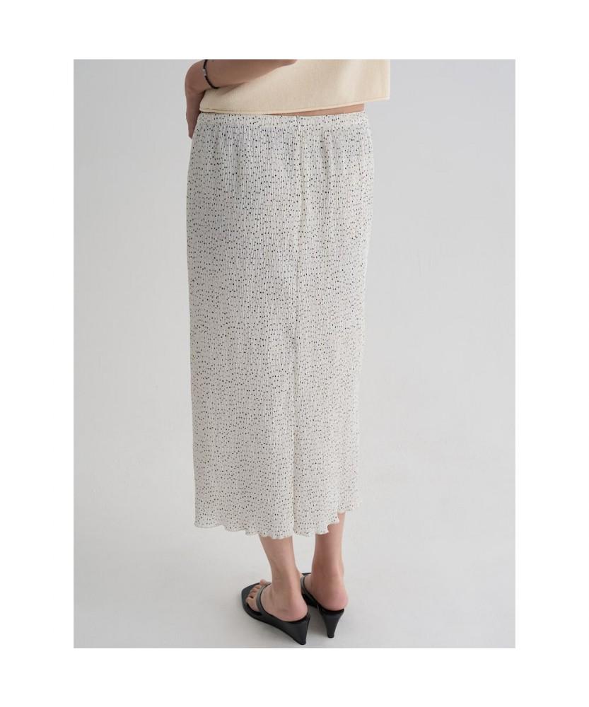 8SECONDS Pleated Dot Long Skirt White