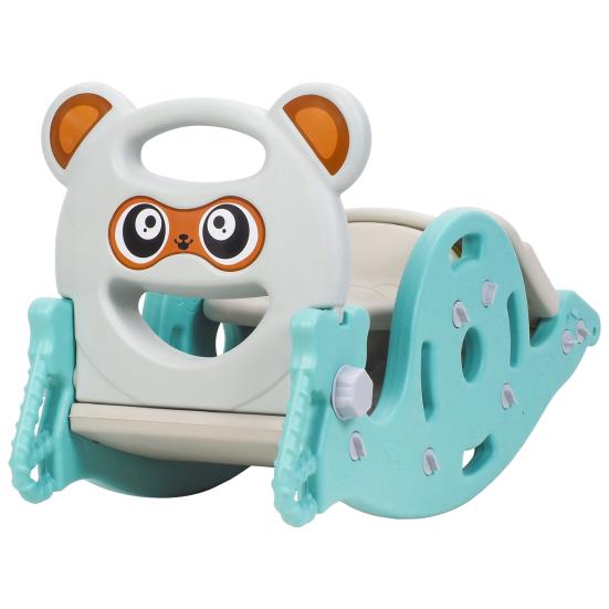 4-in-1 Kids Slide & Rocking Horse, Convertible Playground Toy with Basketball Hoop for Toddlers