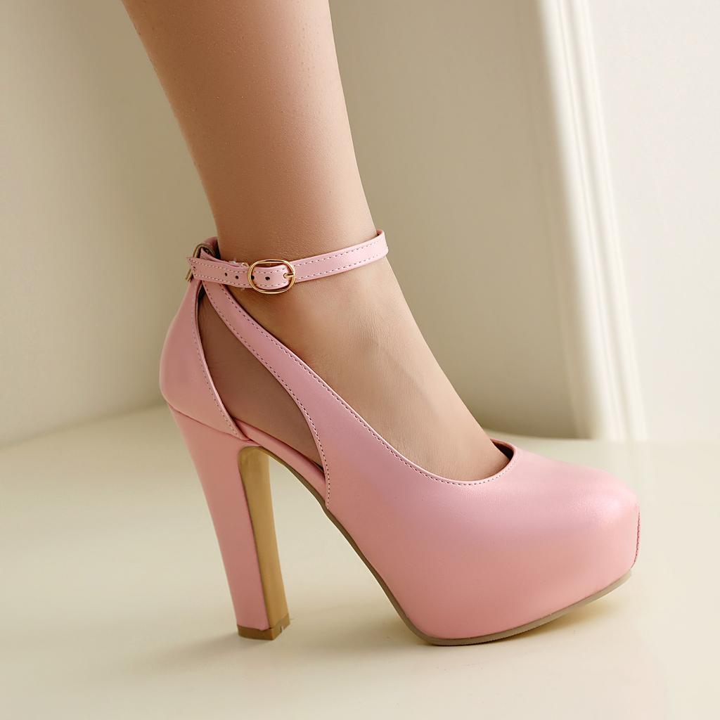 Women's High-heeled Single Shoes Spring and Summer New Waterproof Table Thick Heel Large Size Versatile Low-top Shoes