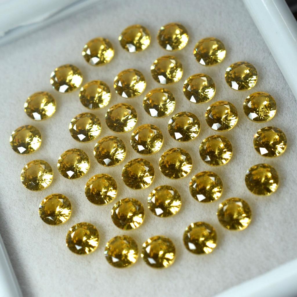 Natural Yellow Sapphire Ring Size Round Lot CERTIFIED Gemstone 5x5 MM Size 8 Pcs Y- 1021084