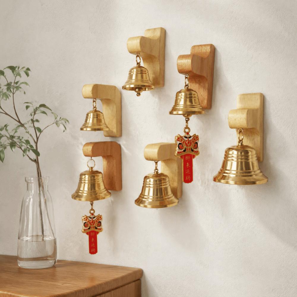 Wall Mount Magnetic Doorbell Wooden Base Wind Chime Clear Sound Brass Bell Entry Reminder