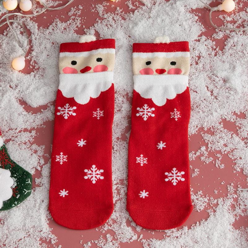 Women's Red Christmas Mid-Tube Socks - Cute Japanese Style Wedding Design