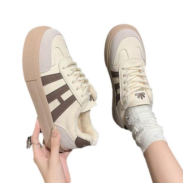Retro velvet warm moral training shoes women's winter new thick-soled versatile casual sports board shoes
