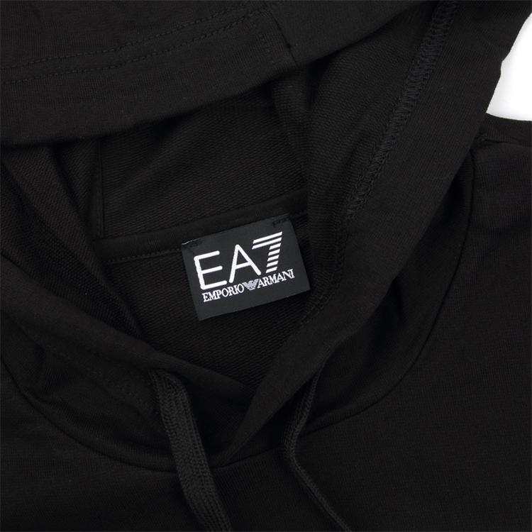 Emporio Armani EA7 SS23 Logo Letter Stripe Printed Hoodie Men Hoodies Black 3RUM04-PJ2SZ-1200