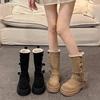 Two Wear Velvet Commuter Neutral Punk Fashion Boots 2025 Autumn and Winter New European, American British Style Versatile Martin Boots Women