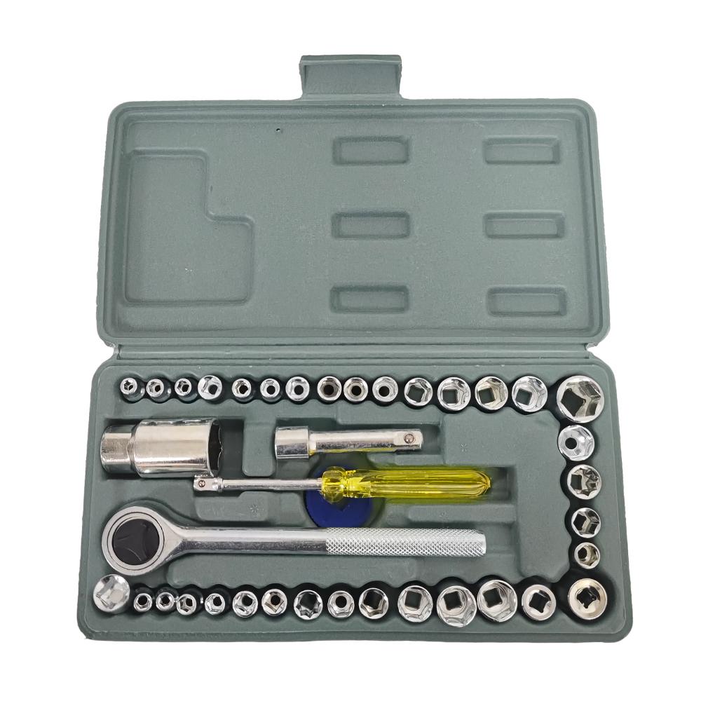 40pcs/set 1/4 Inch CR-V Ratchet Auto Repair Mechanic Wrench Sleeve Kit Hand Tools Toolbox Combination Socket Wrench Kit