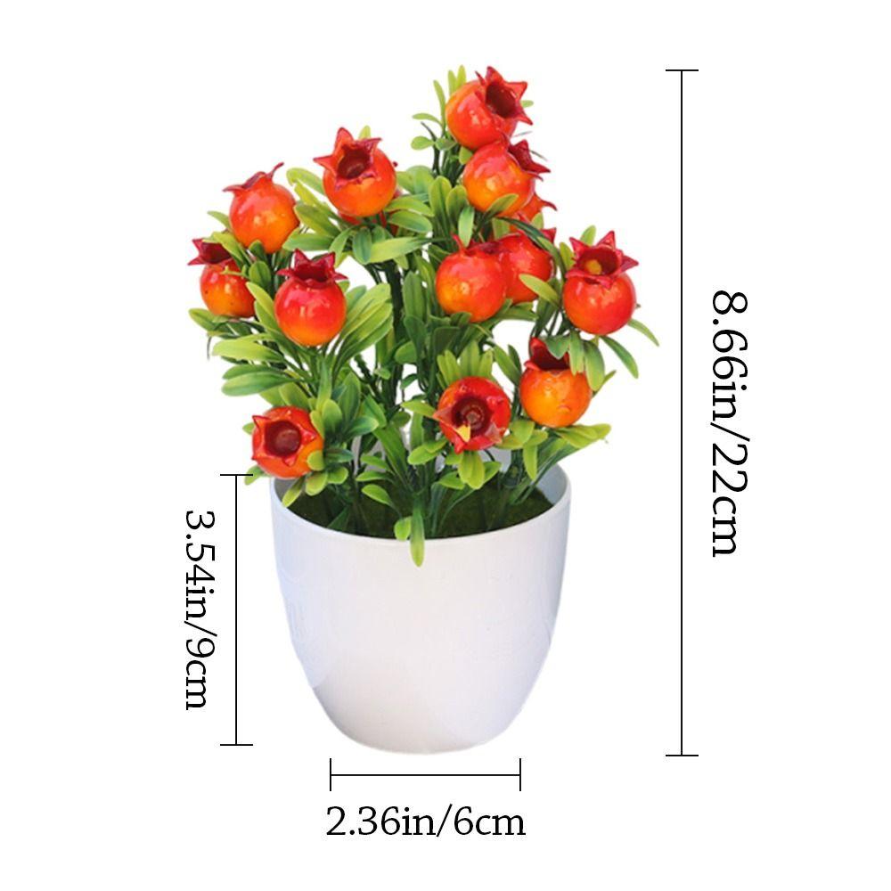 Multicolor Artificial Fruits Bonsai White Flowerpot Orange Peach Strawberry Fruit Tree Potted Pomegranate Lemon Photo Props