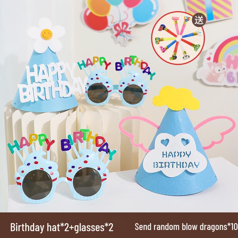 First Birthday Girl Photo Props Set: Hat, Glasses, and Creative Decorations