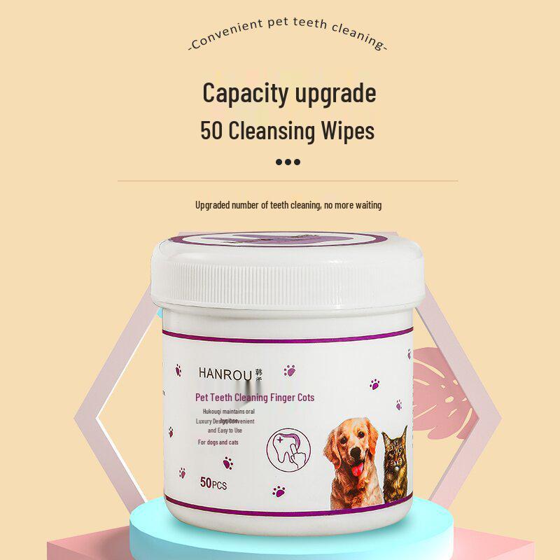 Pet Dental Finger Sleeves: Dog & Cat Toothbrush Wipes for Fresh Breath and Oral Cleaning.