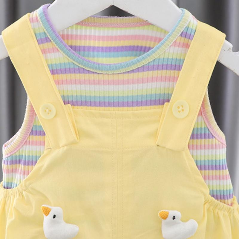 New Summer Baby Clothes Set Children Boys Striped Short Sleeve T-Shirt Overalls 2Pcs/Sets Toddler Girls Clothing Kids Tracksuits