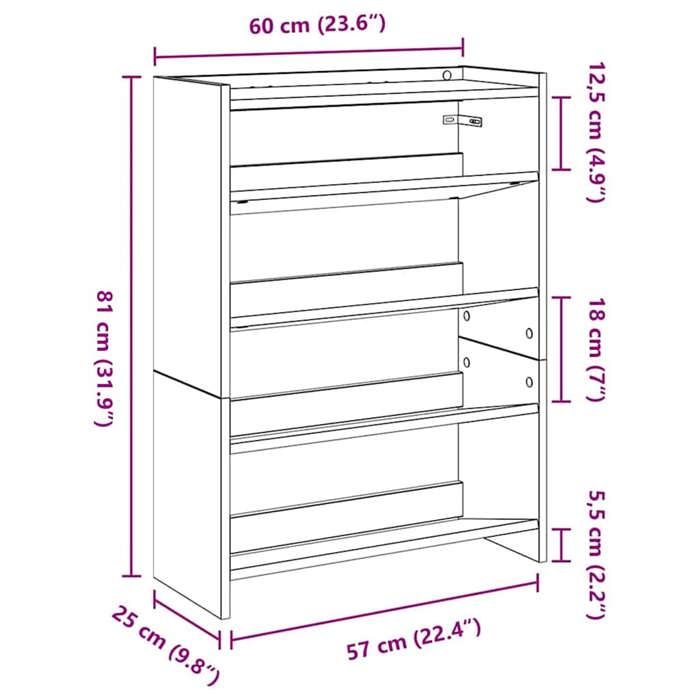 VidaXL Étagère à chaussures sonoma gris 60x25x81 cm bois d'ingénierie 859883