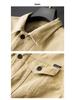 Men's Washed Denim Workwear Jacket - Heavyweight, Long Sleeve Cotton Shirt for Autumn/Winter