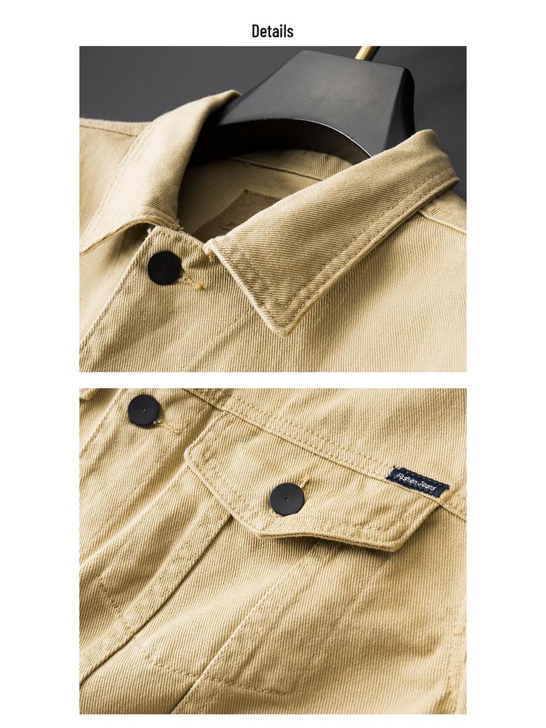 Men's Washed Denim Workwear Jacket - Heavyweight, Long Sleeve Cotton Shirt for Autumn/Winter