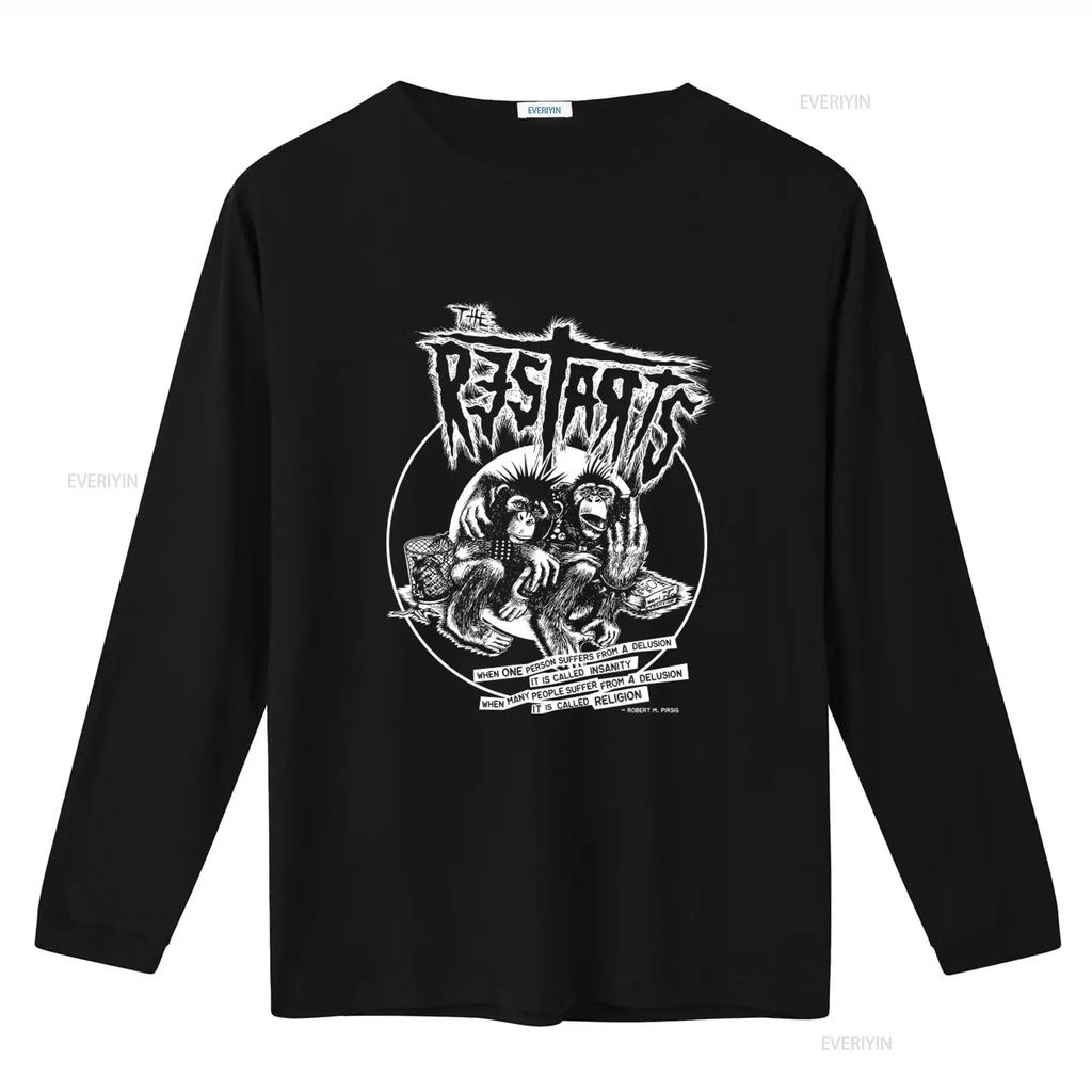 THE RESTARTS T Shirt Band Hardcore Anarcho Punk Rock Print with Monkey Design and Thought Provoking Quote Vintage Washed