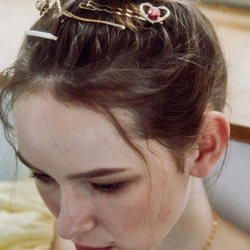 

luvinball Line Heart Snowball Hairpin SET(4pcs) Red