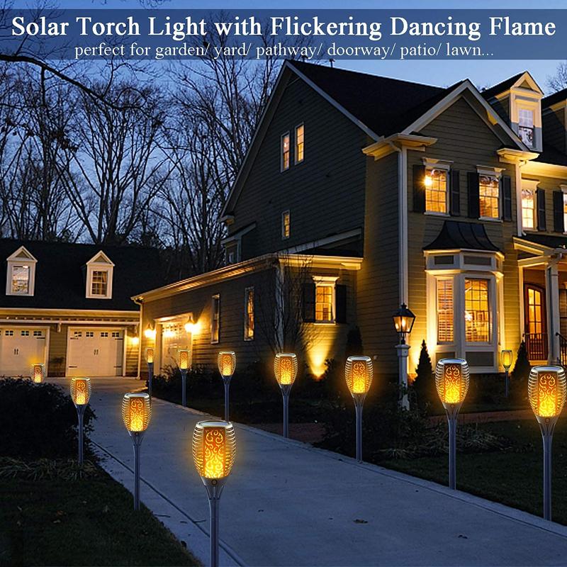 1pcs Solar Flame Ground Plug Light, 12led Torch Light, Outdoor Courtyard Garden Decoration Landscape Light, Waterproof Lawn Light