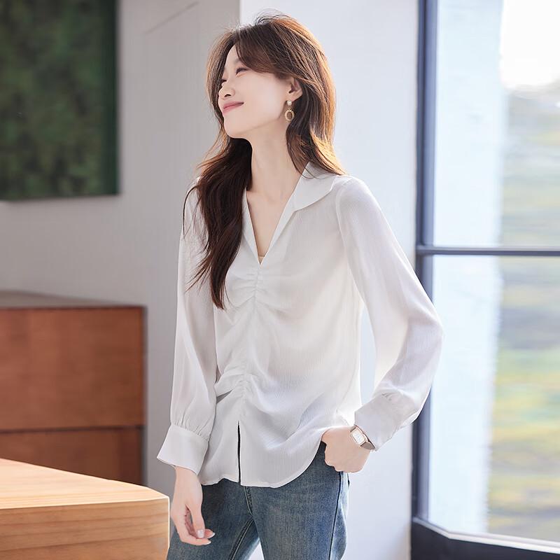 Women's V-Neck Long Sleeve Chiffon Commuter Blouse
