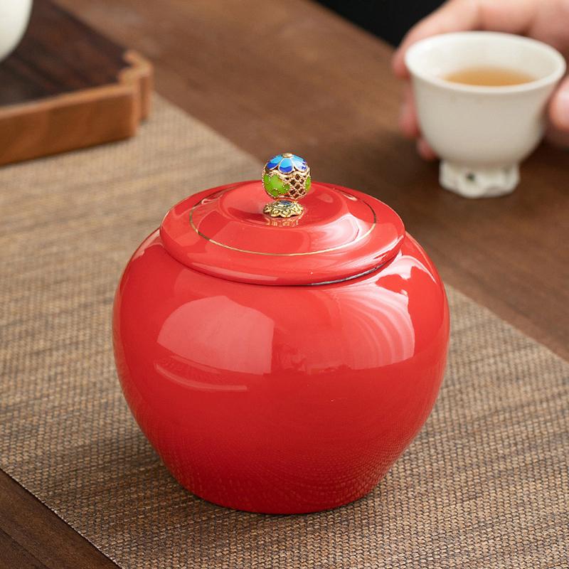 Ceramic Tea Caddy Food Sealed Cans Home Round Jewelry Cosmetic Storage Box Creative Coffee Bean Candy Nut Sealed Cans Home Decor