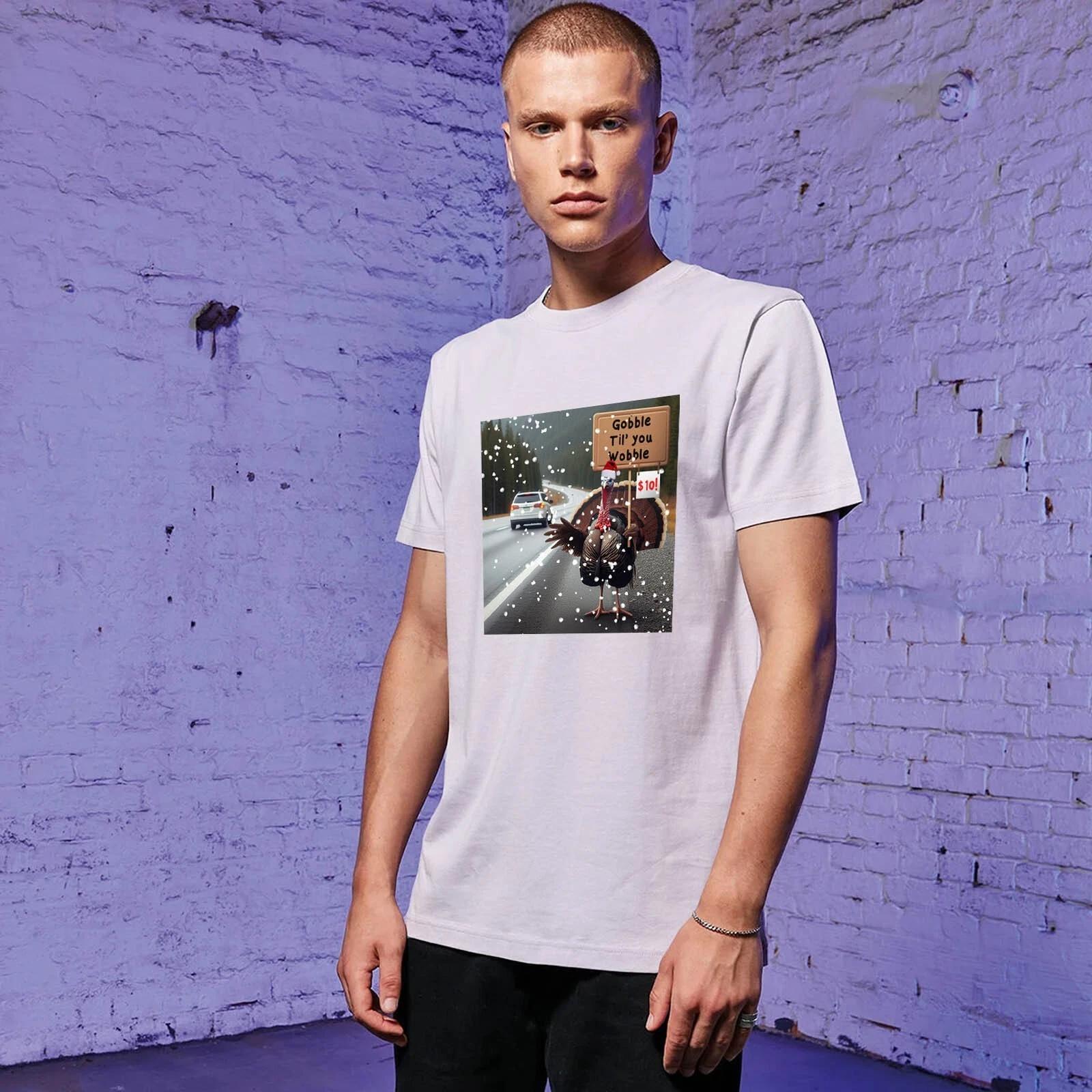 Unisex Slim Fit T-Shirt-gobble till you wobble-Novelty Secret Santa Gift L