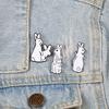 Evil White Rabbit Enamel Pin Creative Bunny Brooches Funny Animal Lapel Pins Denim Jackets Bag Cartoon Badges Cute Jewelry Gift