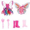 6 Pcs Fairy Tale Princess Clothes and Accessories for 30cm Doll Fashion Doll Dress with Wings Mini Magic Wand Shoes Boots Kids Toy Gift