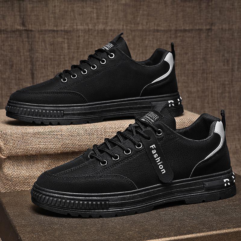 

Мужские осенние легкие нескользящие повседневные туфли из черной кожи с низким вырезом 39